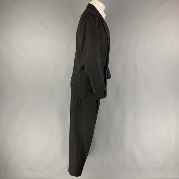 MATSUDA  Black Stripe Wool Double Breasted 30 29 Suit - Picture 3 of 10